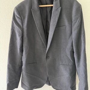 Zara Men's Dark Gray Single-Button Blazer